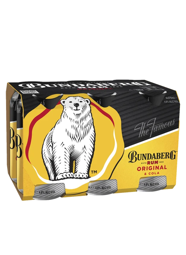 BUNDABERG COLA CAN 375ML 6PK