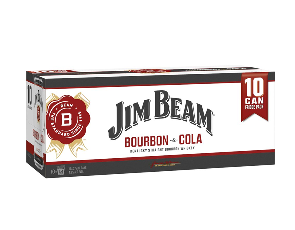 JIM BEAM WHITE COLA CAN 375ML 10PK