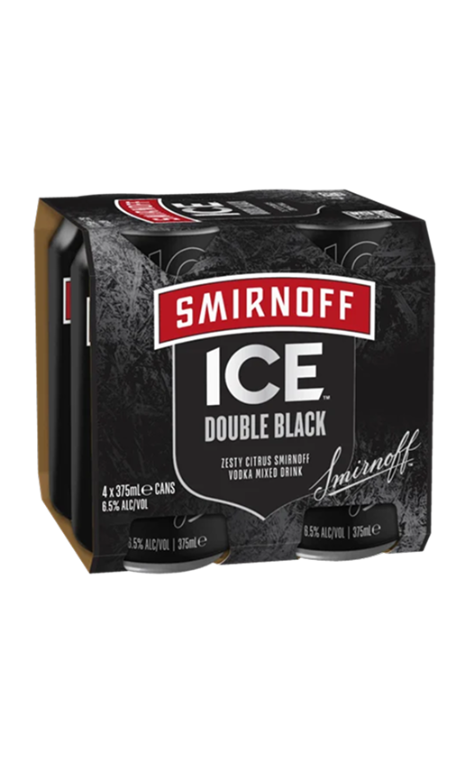 SMIRNOFF DOUBLE BLACK CAN 375ML 4PK