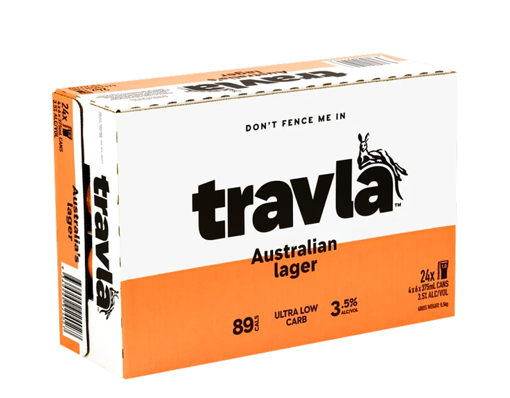 TRAVLA LOW CARB MID LAGER 375ML CTN